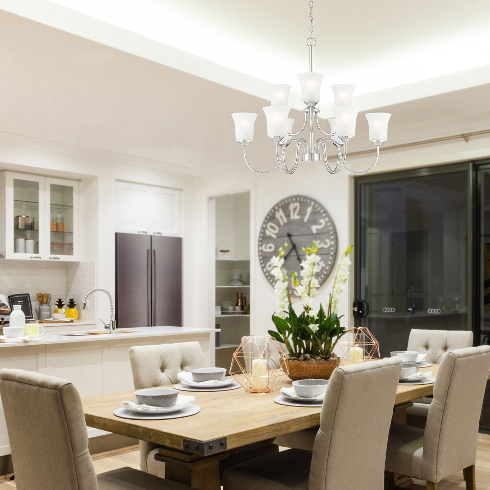 Bronson 9 Light 30 inch Brushed Nickel Chandelier Ceiling Light